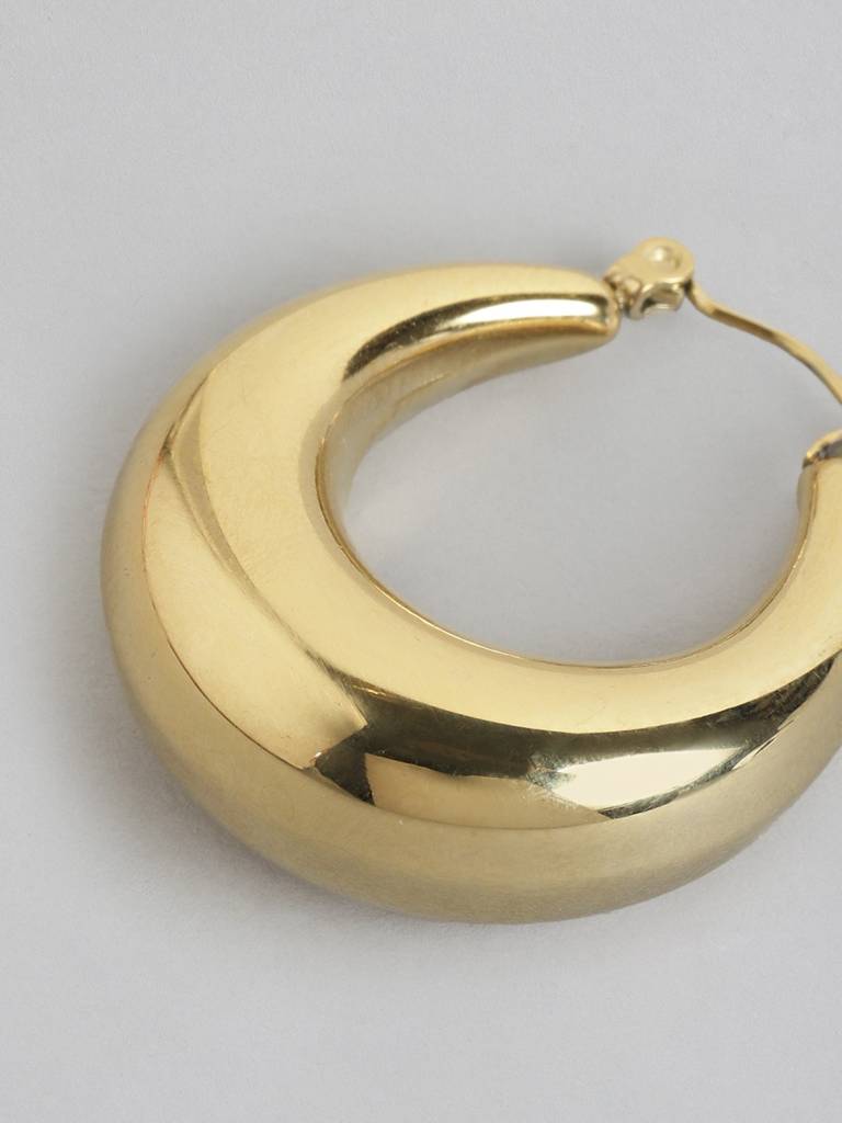 Gold-Plated Oval Hoop Earrings : FJE4871