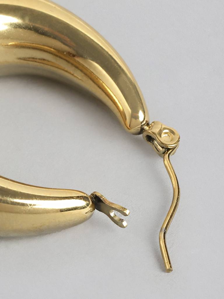 Gold-Plated Oval Hoop Earrings : FJE4871