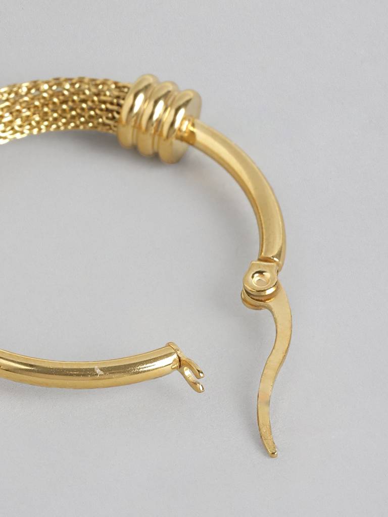 Gold-Plated Circular Stainless Steel Hoop Earrings : FJE4877