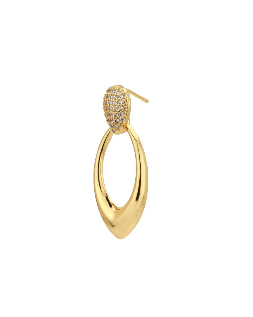 Carlton London Gold-Plated Oval Cz Stainless Steel Drop Earrings : FJE4879