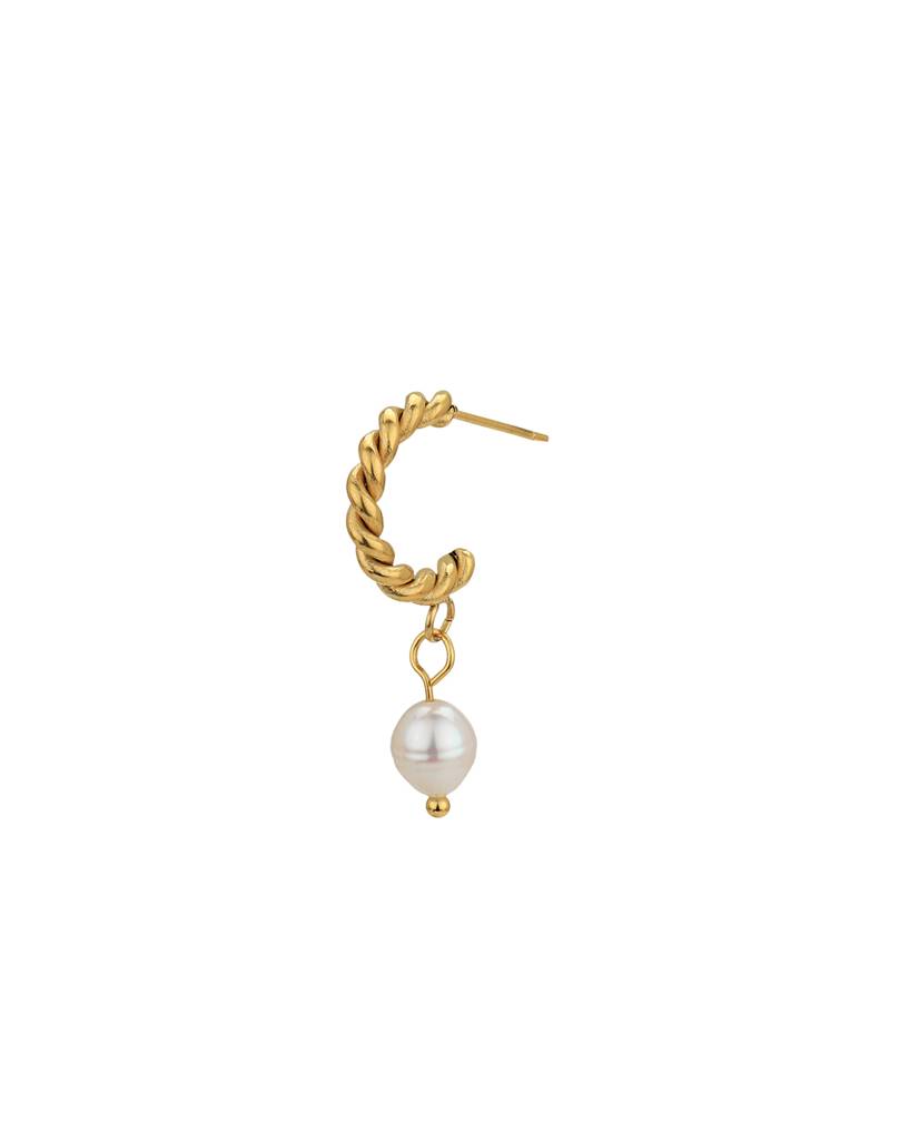 Carlton London Gold-Plated Contemporary Pearl Drop Earrings : FJE4881