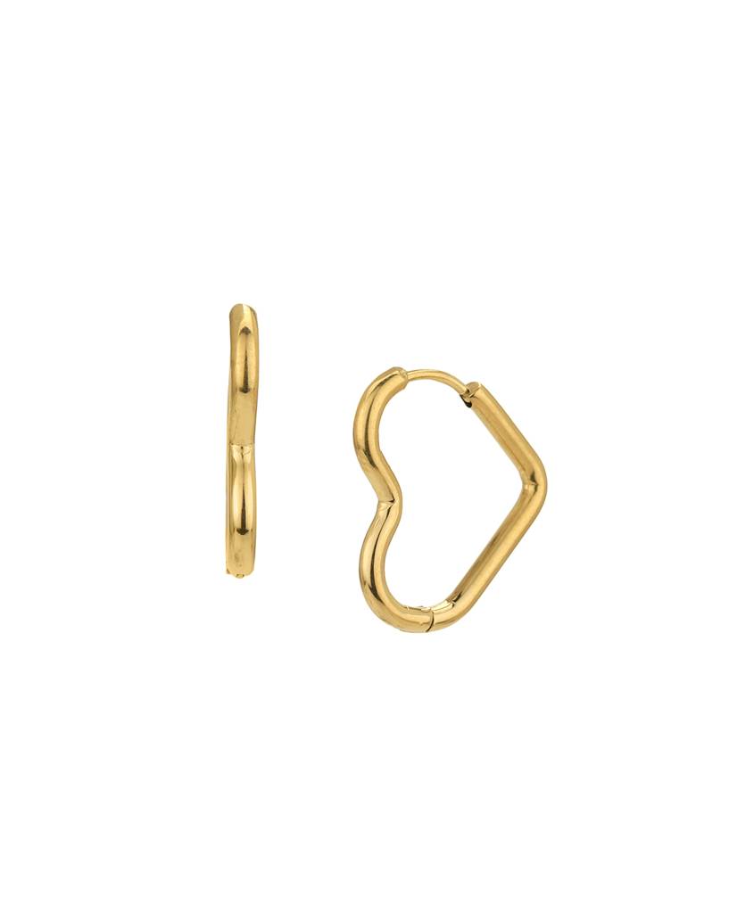 Carlton London Gold-Plated Heart Shaped Stainless Steel Hoop Earrings : FJE4882