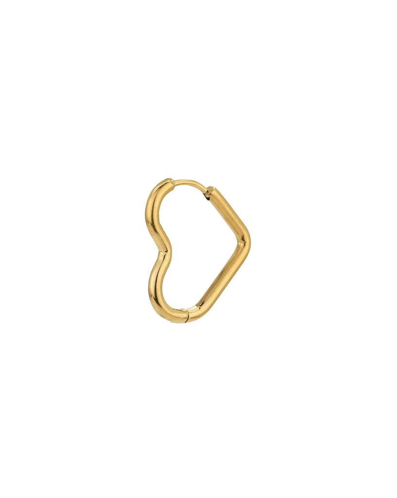 Carlton London Gold-Plated Heart Shaped Stainless Steel Hoop Earrings : FJE4882