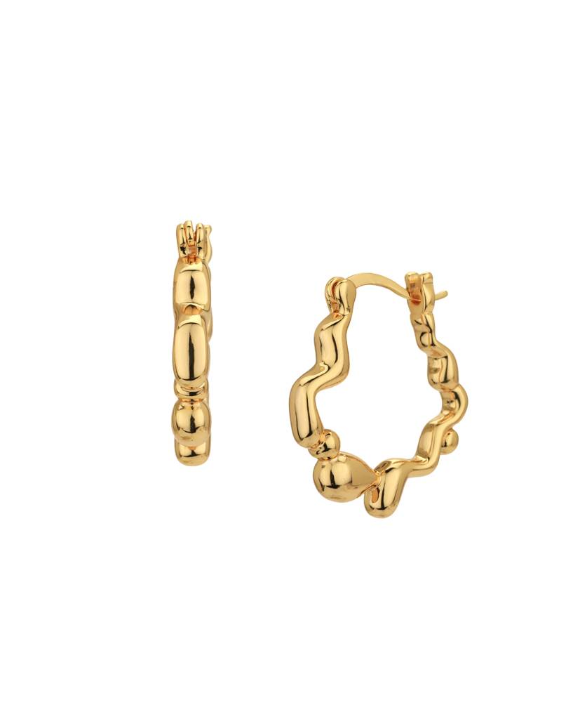 Carlton London Gold-Plated Contemporary Stainless Steel Hoop Earrings : FJE4884