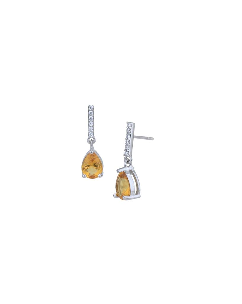 Carlton London Rhodium Plated Dangling Solitaire Drop Earrings : FJE4909