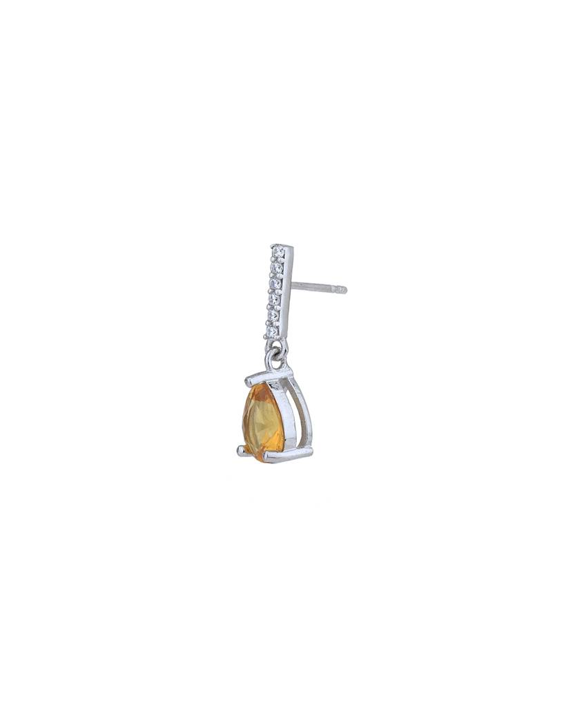 Carlton London Rhodium Plated Dangling Solitaire Drop Earrings : FJE4909