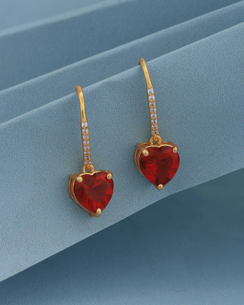 Carlton London 18Kt Gold-Plated Cz Heart Shaped Drop Earrings : FJE4912