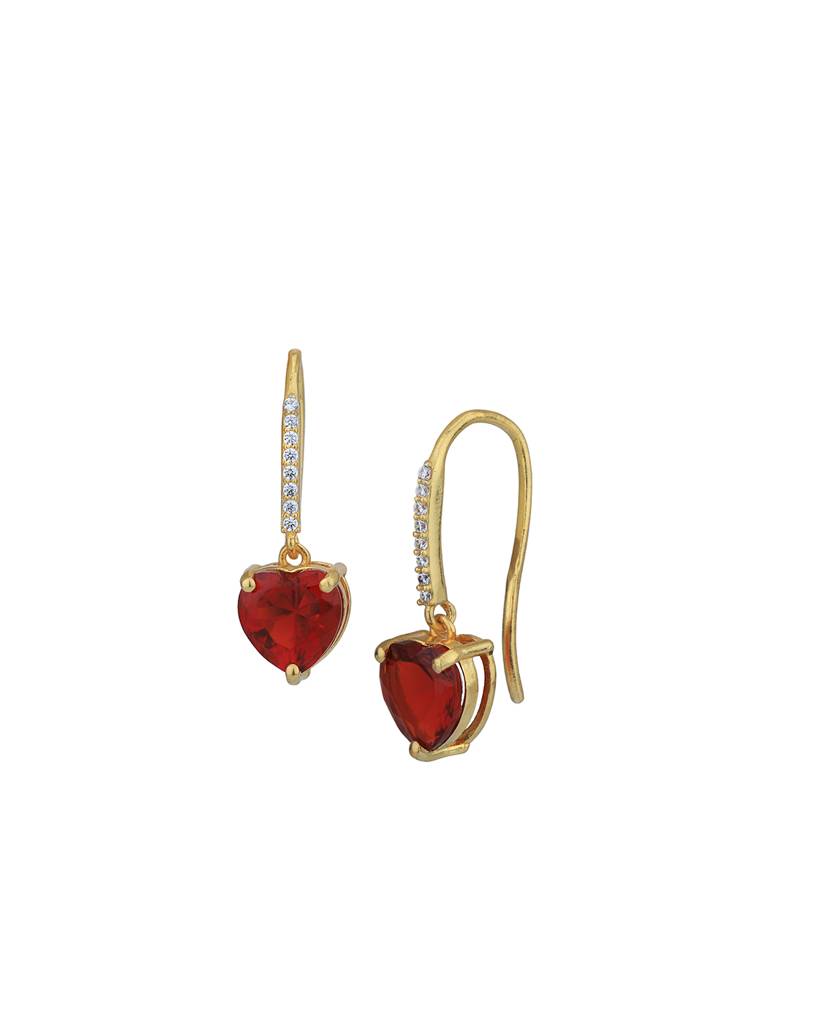 Carlton London 18Kt Gold-Plated Cz Heart Shaped Drop Earrings : FJE4912