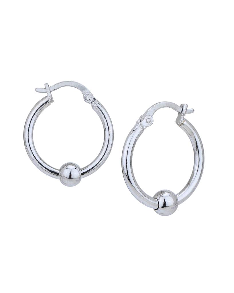 Carlton London Rhodium Plated Circular Hoop Earrings : FJE4938