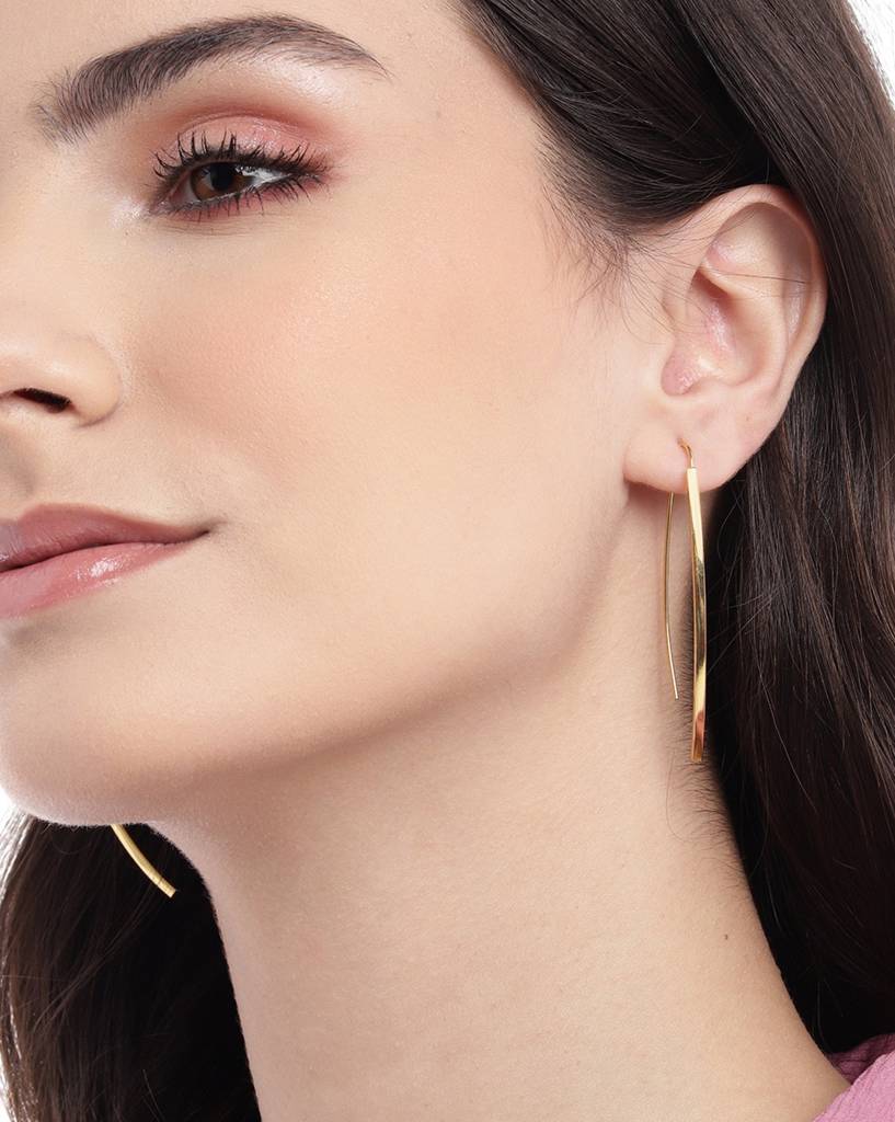 18Kt Gold-Plated Oval Ear Cuff Earrings : FJE4942