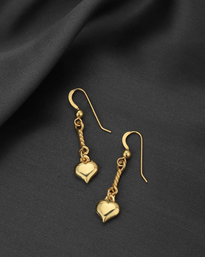 Carlton London 18Kt Gold-Plated Heart Shaped Drop Earrings : FJE4946