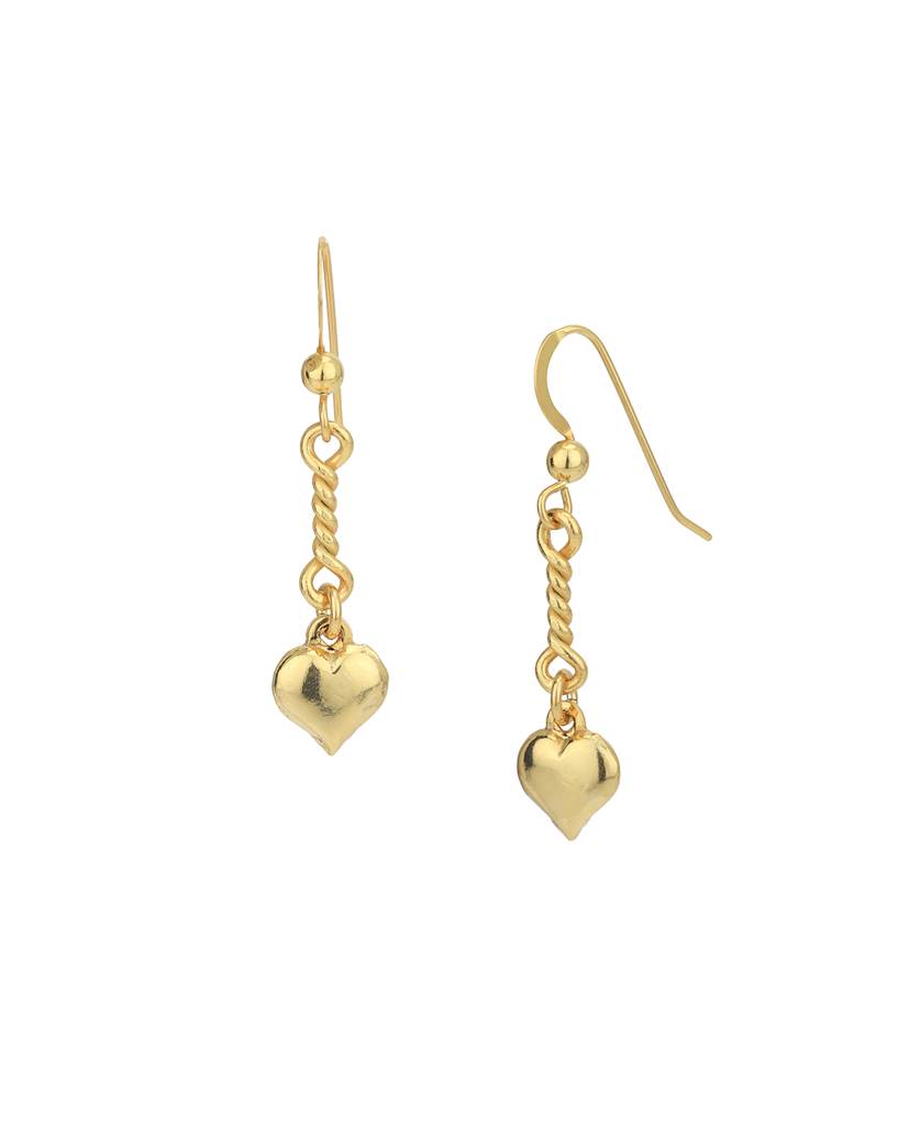 Carlton London 18Kt Gold-Plated Heart Shaped Drop Earrings : FJE4946