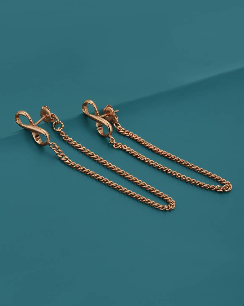 Carlton London 18Kt Rose Gold-Plated Contemporary Drop Earrings : FJE4949