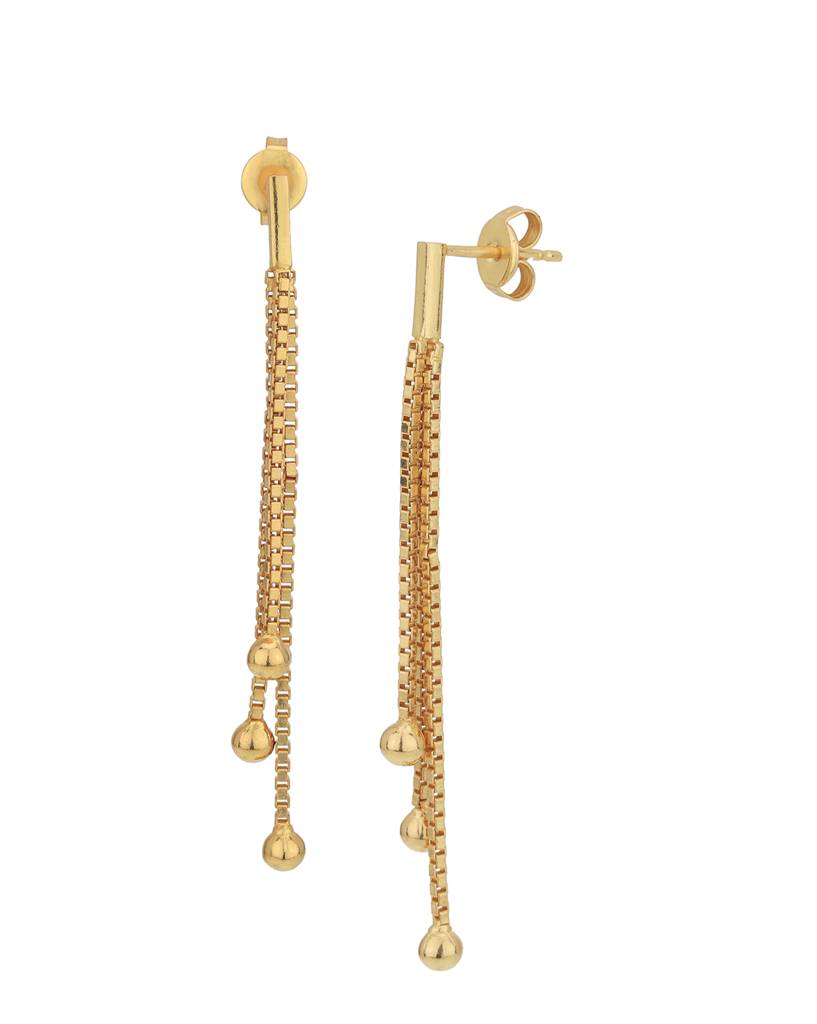 Carlton London 18Kt Gold Plated Dangling Chain Contemporary Drop Earrings : FJE4950