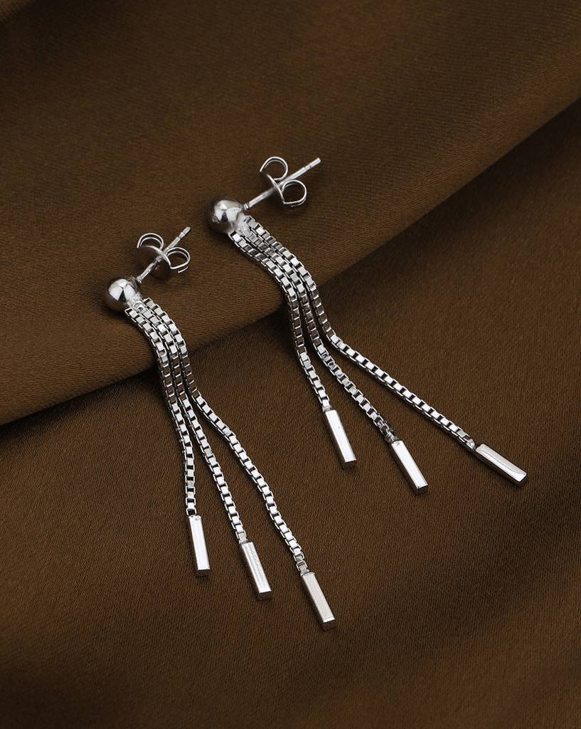 Carlton London Rhodium-Plated Contemporary Drop Earrings : FJE4951