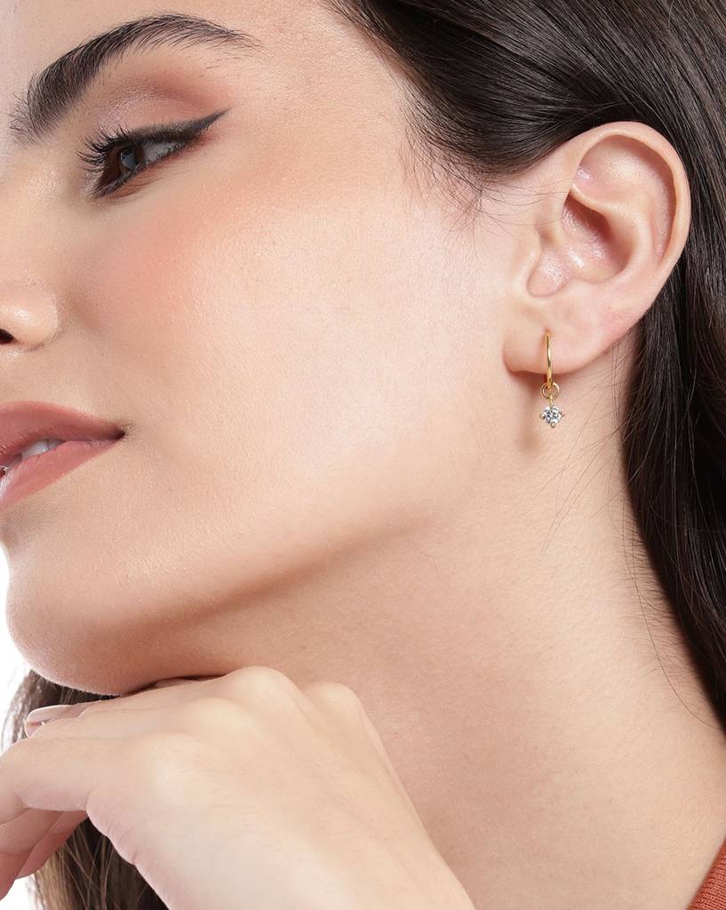 Carlton London 18Kt Gold-Plated Cubic Zirconia Circular Half Hoop Earrings : FJE4966