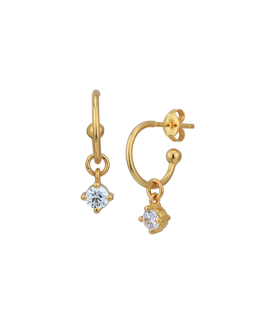 Carlton London 18Kt Gold-Plated Cubic Zirconia Circular Half Hoop Earrings : FJE4966