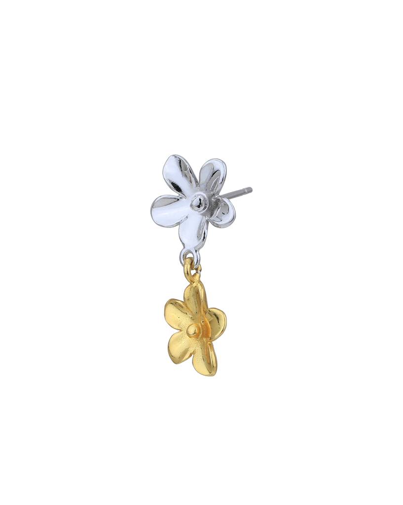 Carlton London 18Kt Gold & Rhodium Plated Double Floral Drop Earring : FJE4970
