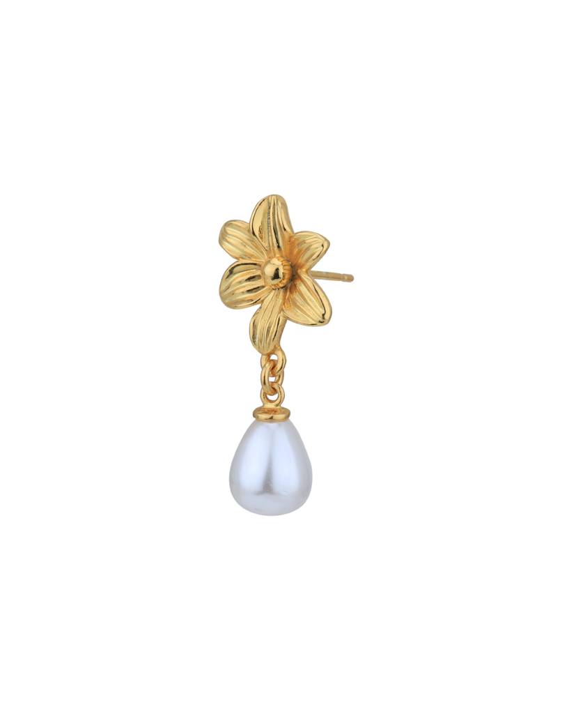 Carlton London 18Kt Gold-Plated Pearl Beaded Floral Drop Earrings : FJE4971