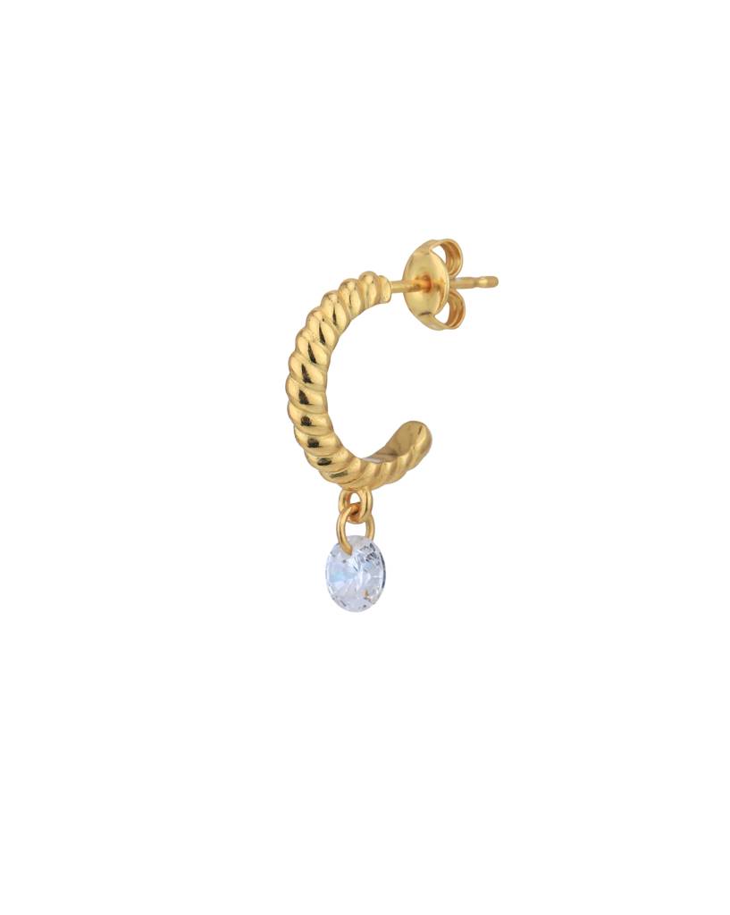 Carlton London 18Kt Gold-Plated Cubic Zirconia Studded Circular Half Hoop Earrings : FJE4973