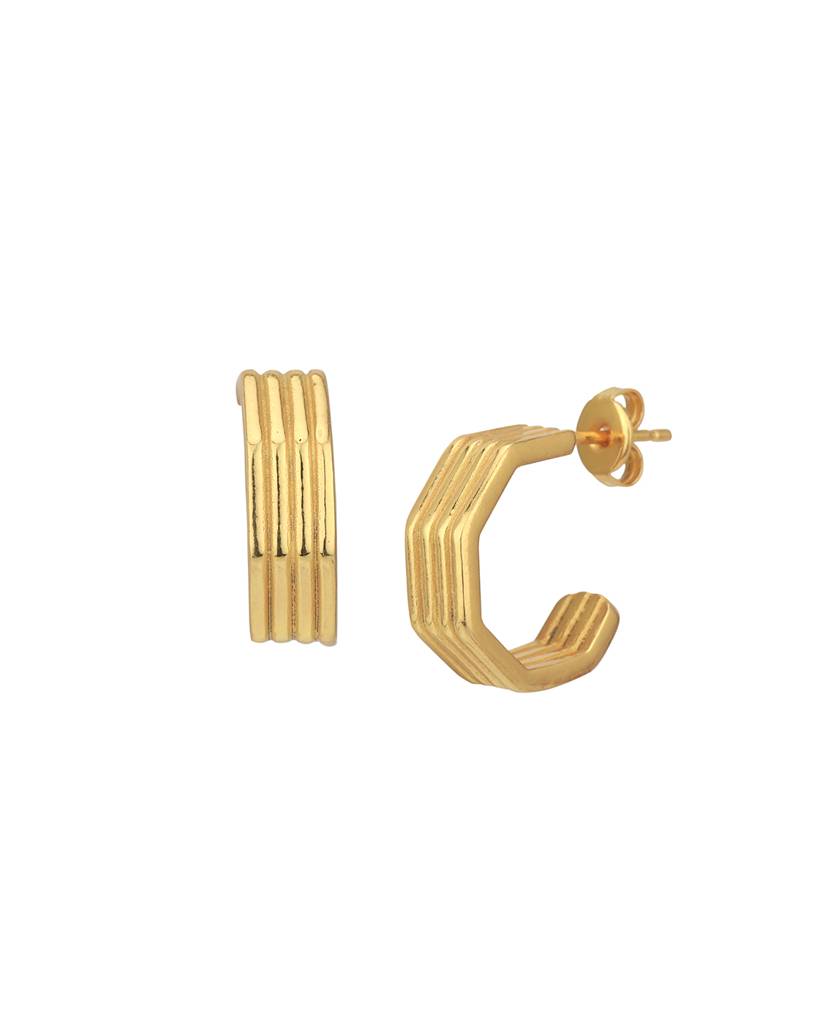 Carlton London 18Kt Gold-Plated Contemporary Half Hoop Earrings : FJE4975