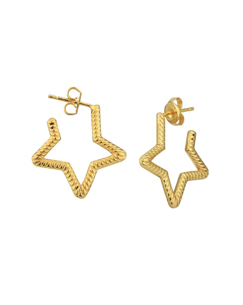 Carlton London 18Kt Gold Plated Star Shaped Half Hoop Earring : FJE4976