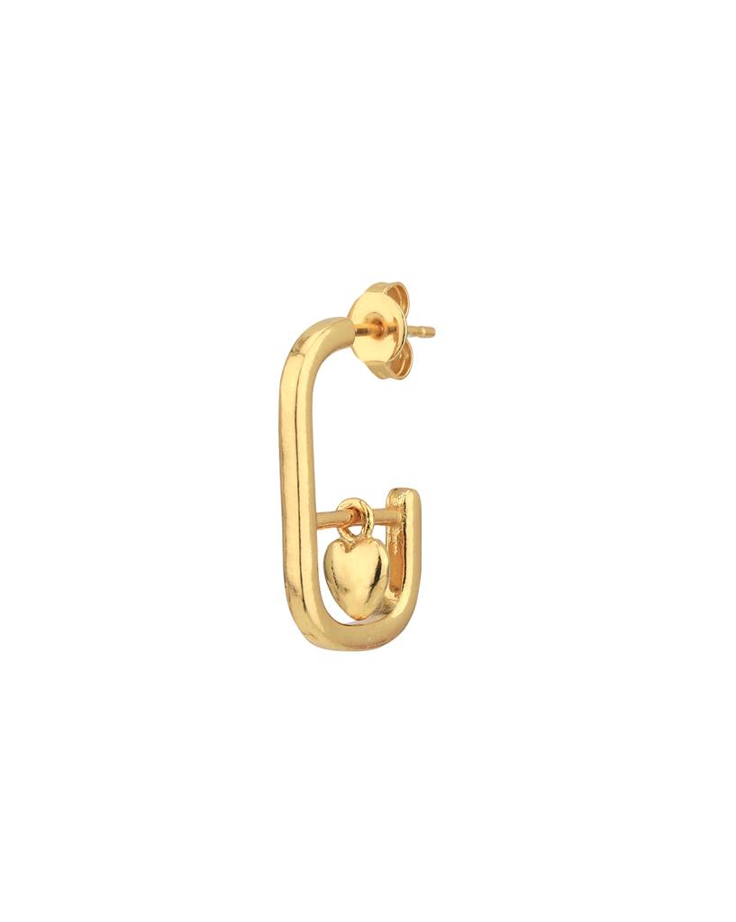 Carlton London 18Kt Gold-Plated Dangling Heart Shaped Half Hoop Earrings : FJE4977