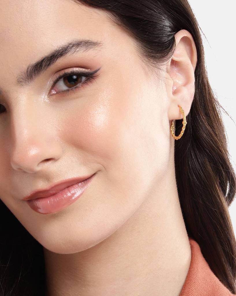 Carlton London 18Kt Gold-Plated Circular Hoop Earrings : FJE4978