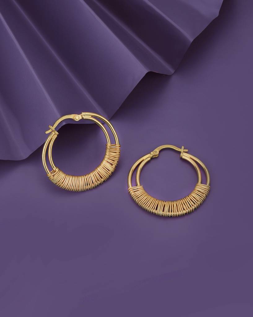 Carlton London 18Kt Gold-Plated Circular Fancy Hoop Earrings : FJE4979
