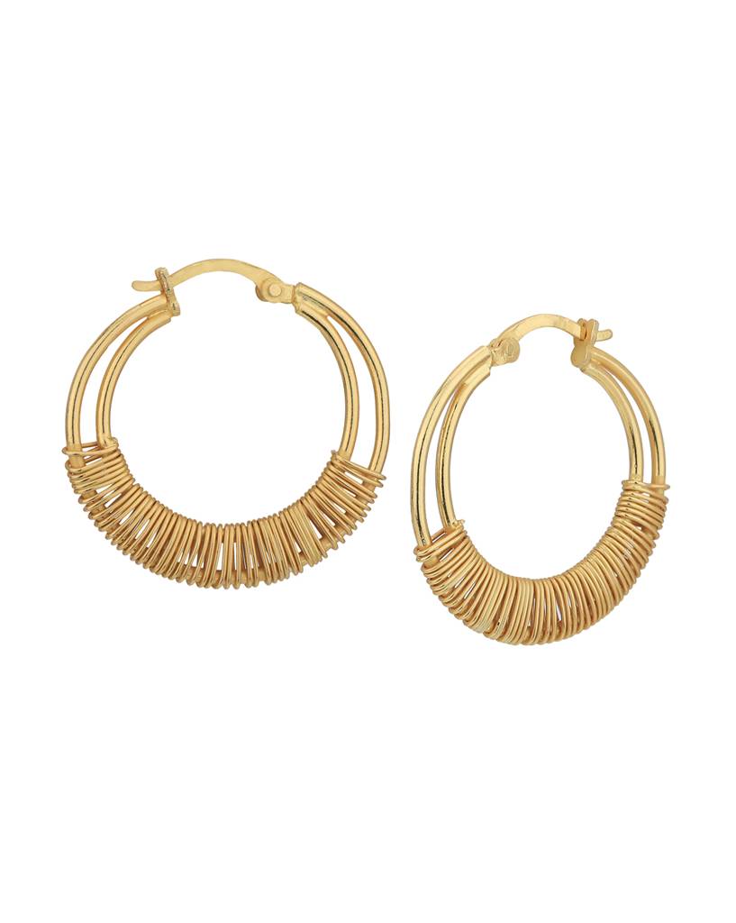 Carlton London 18Kt Gold-Plated Circular Fancy Hoop Earrings : FJE4979