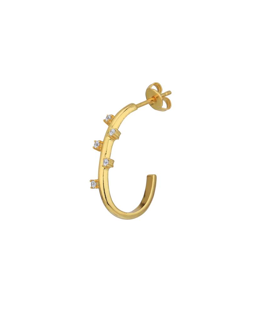 Carlton London 18Kt Gold-Plated Cubic Zirconica Contemporary Half Hoop Earrings : FJE4981