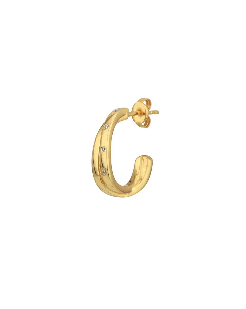 Carlton London 18Kt Gold-Plated Cubic Zirconia-Studded Contemporary Half Hoop Earrings : FJE4982