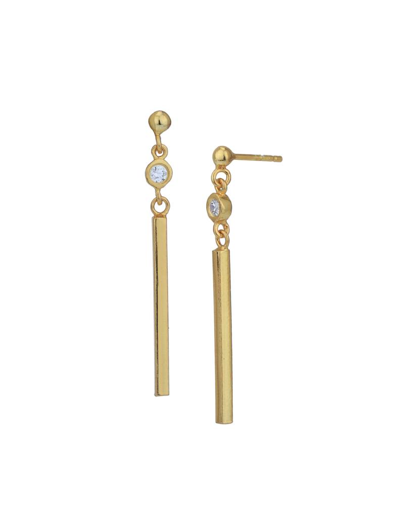 Carlton London 18Kt Gold-Plated Cubic Zirconica Studded Contemporary Drop Earrings : FJE4986