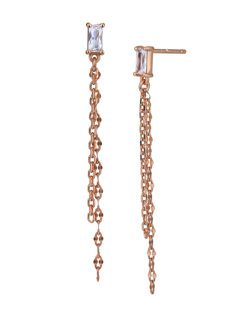 Carlton London 18Kt Rose Gold-Plated Cubic Zirconia Stone Studded Drop Earrings : FJE4987