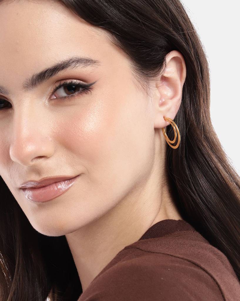 Carlton London 18Kt Gold Plated Circular Hoop Earrings : FJE4988