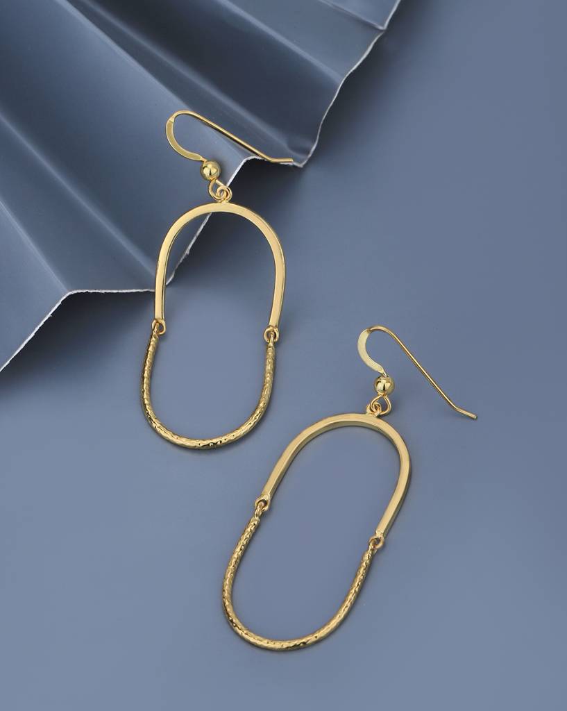 Carlton London 18Kt Gold-Plated Oval Drop Earrings : FJE4991