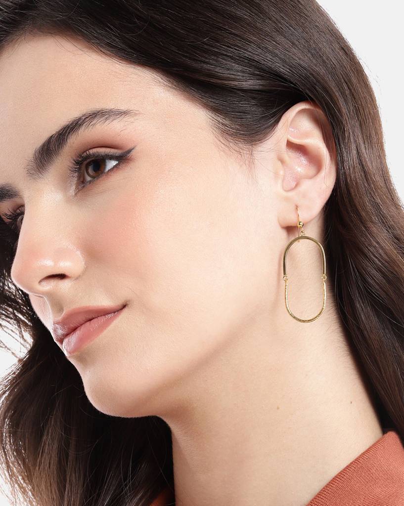 Carlton London 18Kt Gold-Plated Oval Drop Earrings : FJE4991