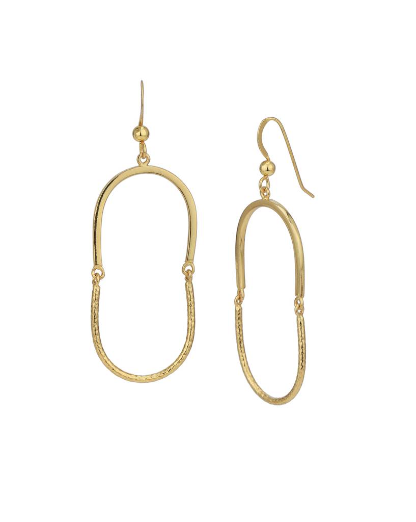 Carlton London 18Kt Gold-Plated Oval Drop Earrings : FJE4991