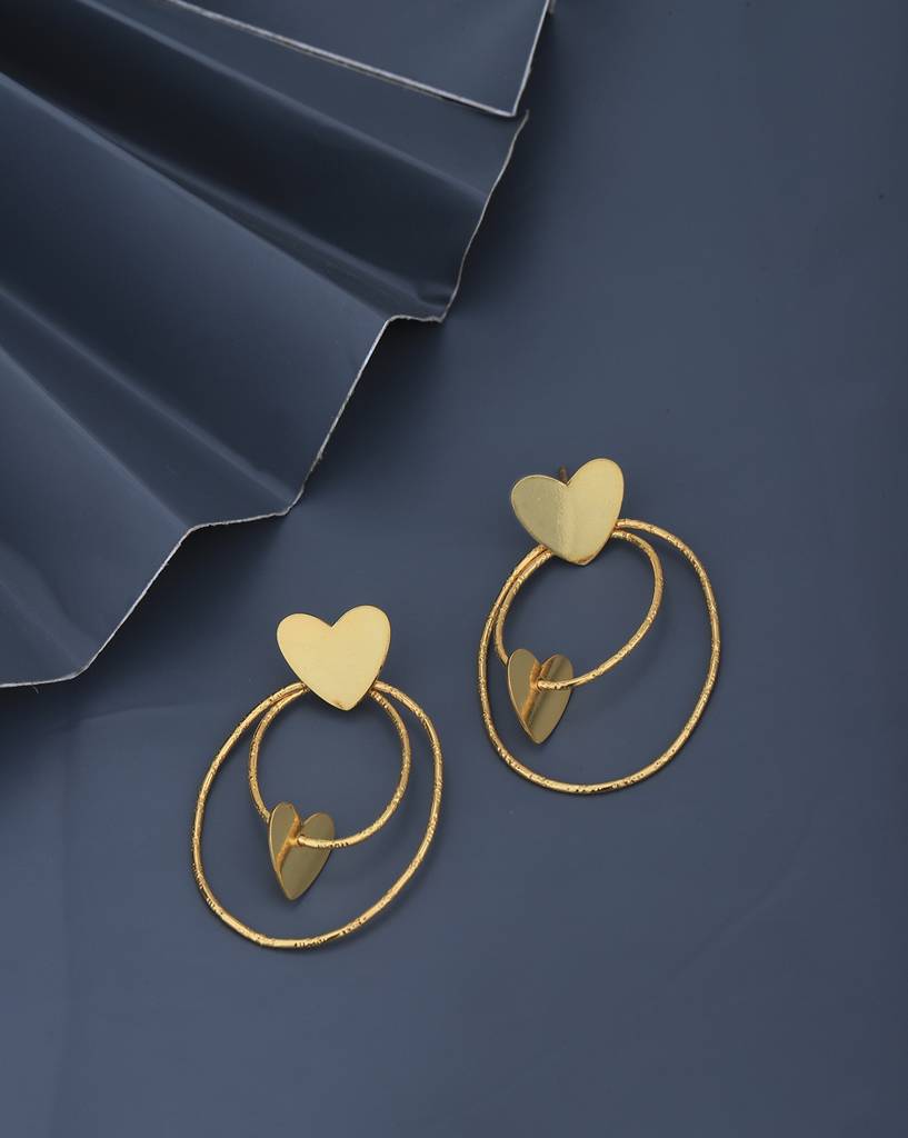Carlton London 18Kt Gold--Plated Heart Shaped Drop Earrings : FJE4993