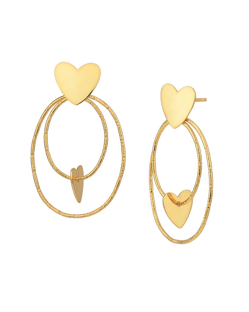 Carlton London 18Kt Gold--Plated Heart Shaped Drop Earrings : FJE4993