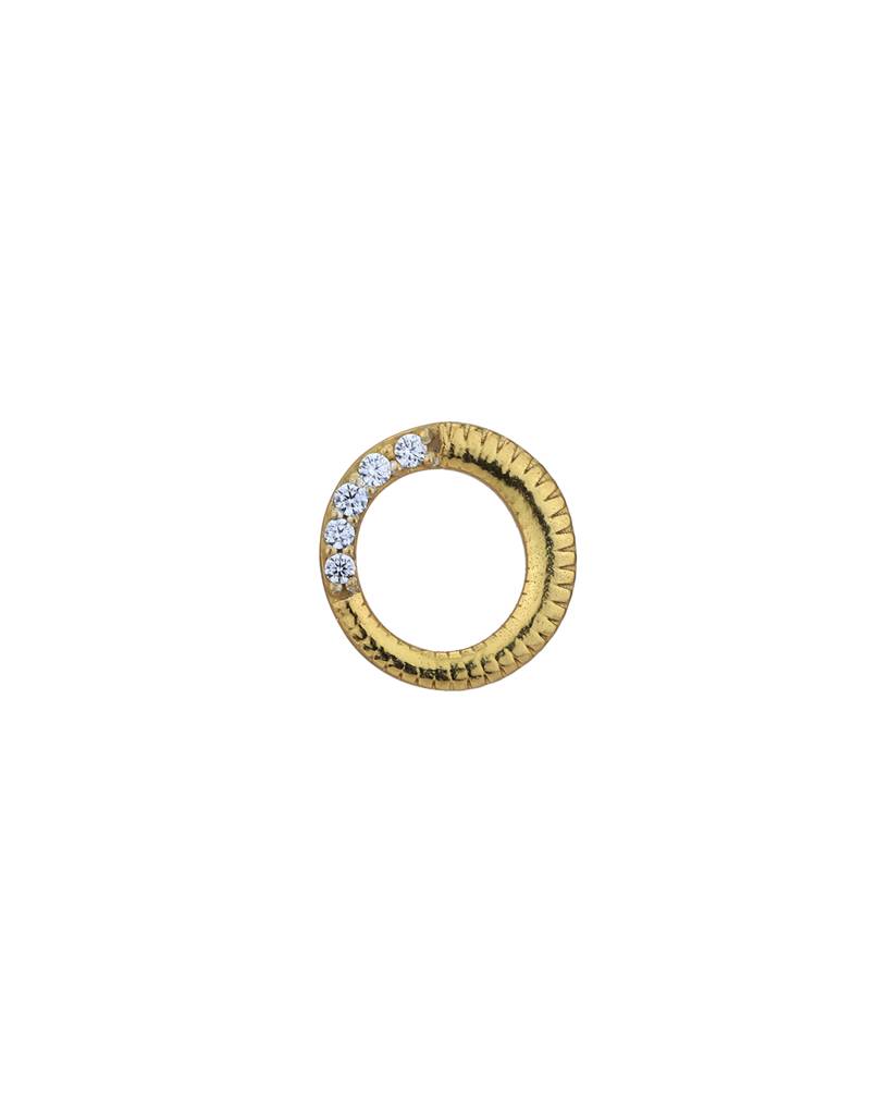 Carlton London 18Kt Gold-Plated Cubic Zirconia Studded Petite Textured Circular Studs : FJE4996