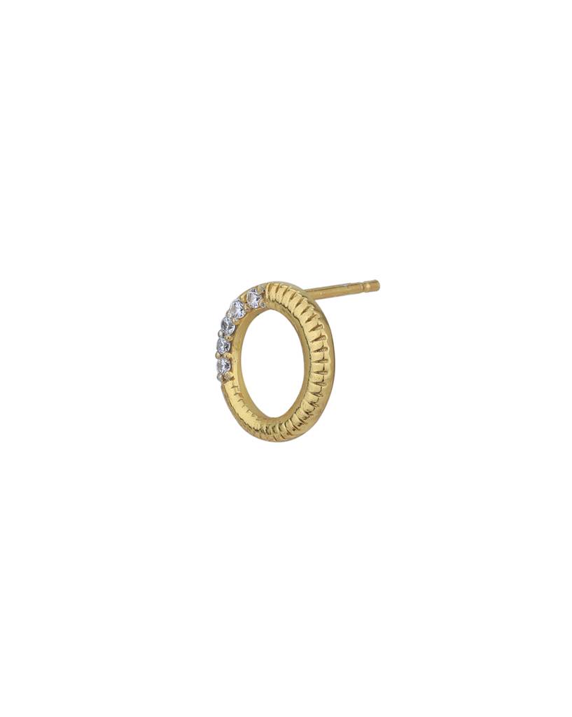 Carlton London 18Kt Gold-Plated Cubic Zirconia Studded Petite Textured Circular Studs : FJE4996