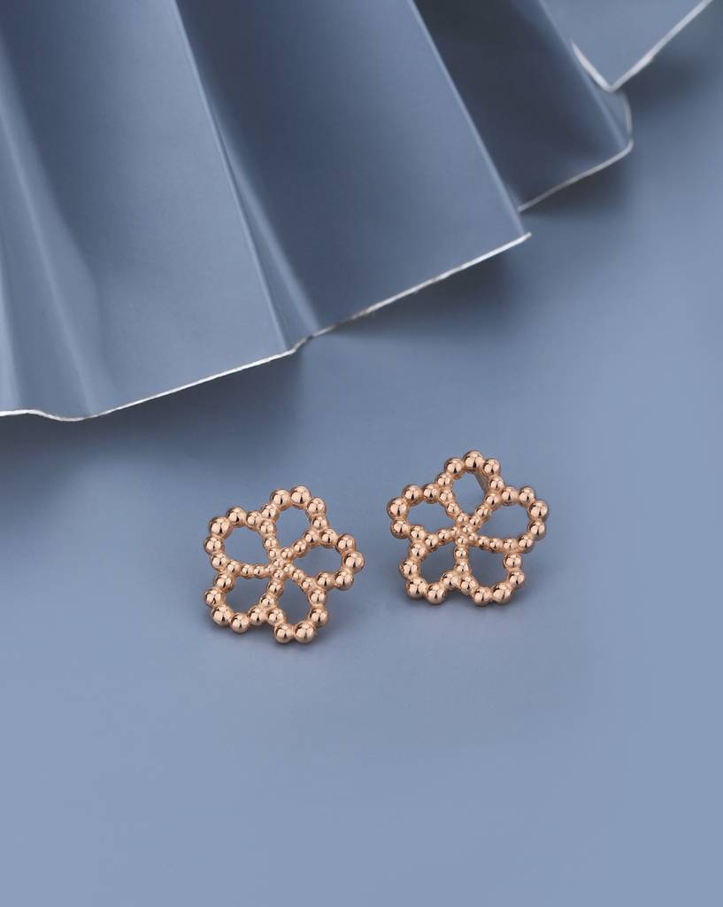 Carlton London 18Kt Rose Gold Plated Floral Bold Studs : FJE4997