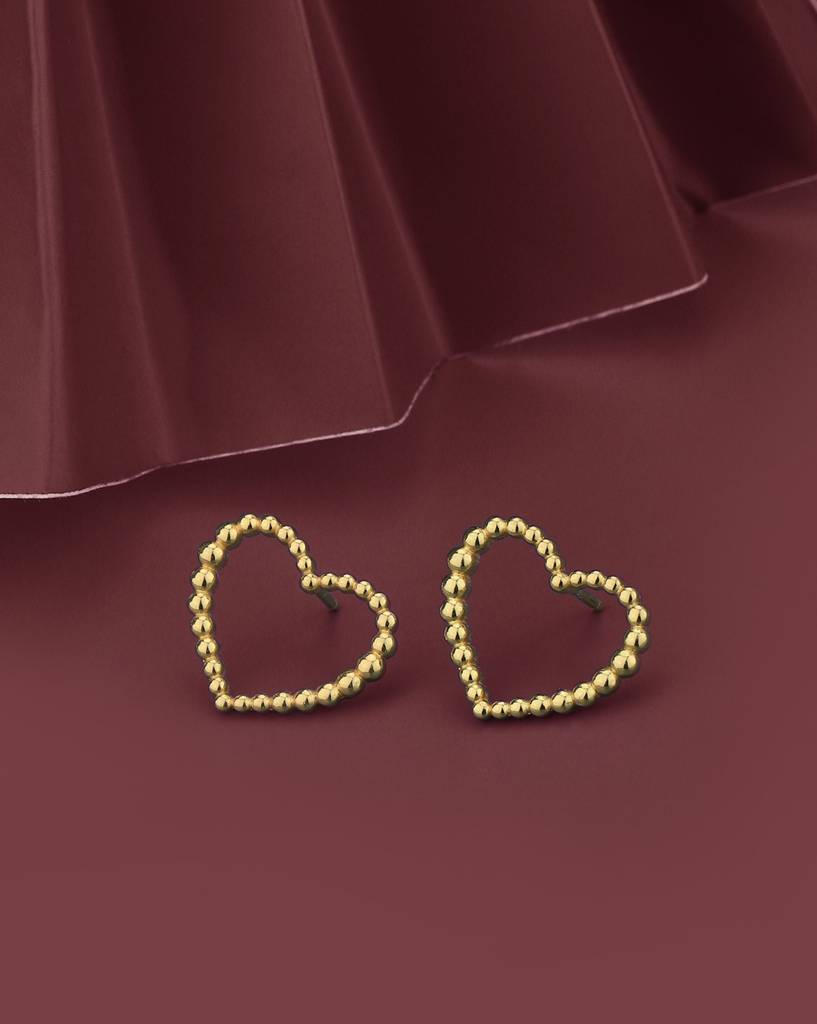 Carlton London 18Kt Gold-Plated Heart Shaped Studs : FJE4999