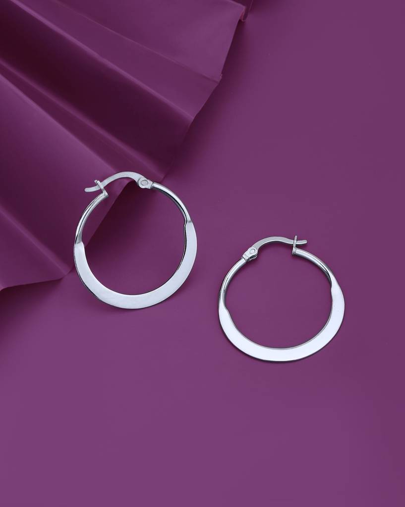 Carlton London Rhodium-Plated Circular Hoop Earrings : FJE5029