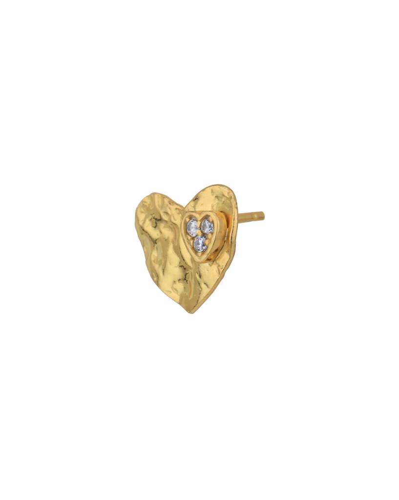 Carlton London 18Kt Gold Plated With Cz Studded Textured Heart Shaped Studs : FJE5030