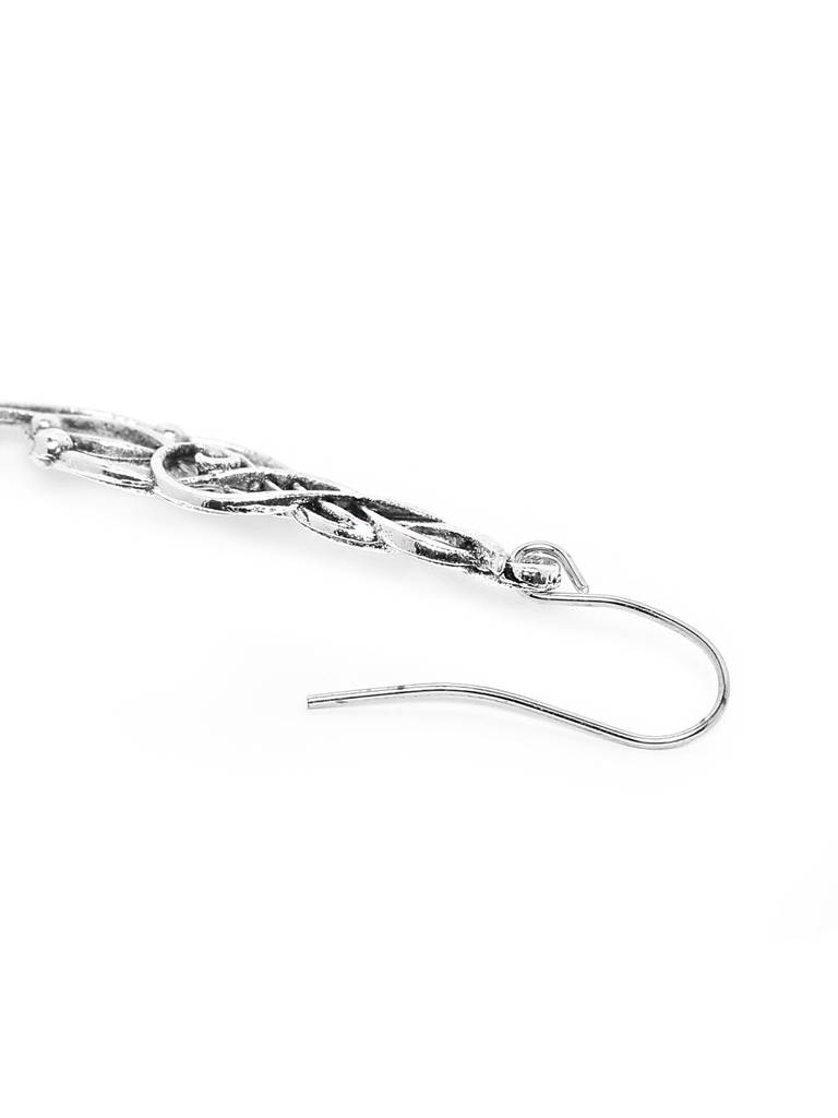 Silver Plated Dangling Glass Bead Contemporary Drop Earring : FJE5385