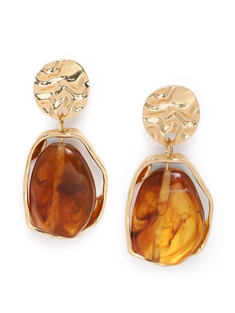 Gold Plated Glass Bead Contemporary Drop Earring : FJE5387