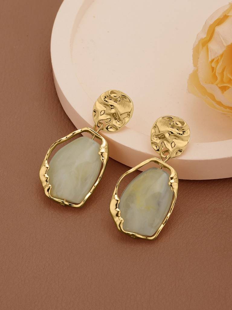 Gold Plated Glass Bead Contemporary Drop Earring : FJE5389