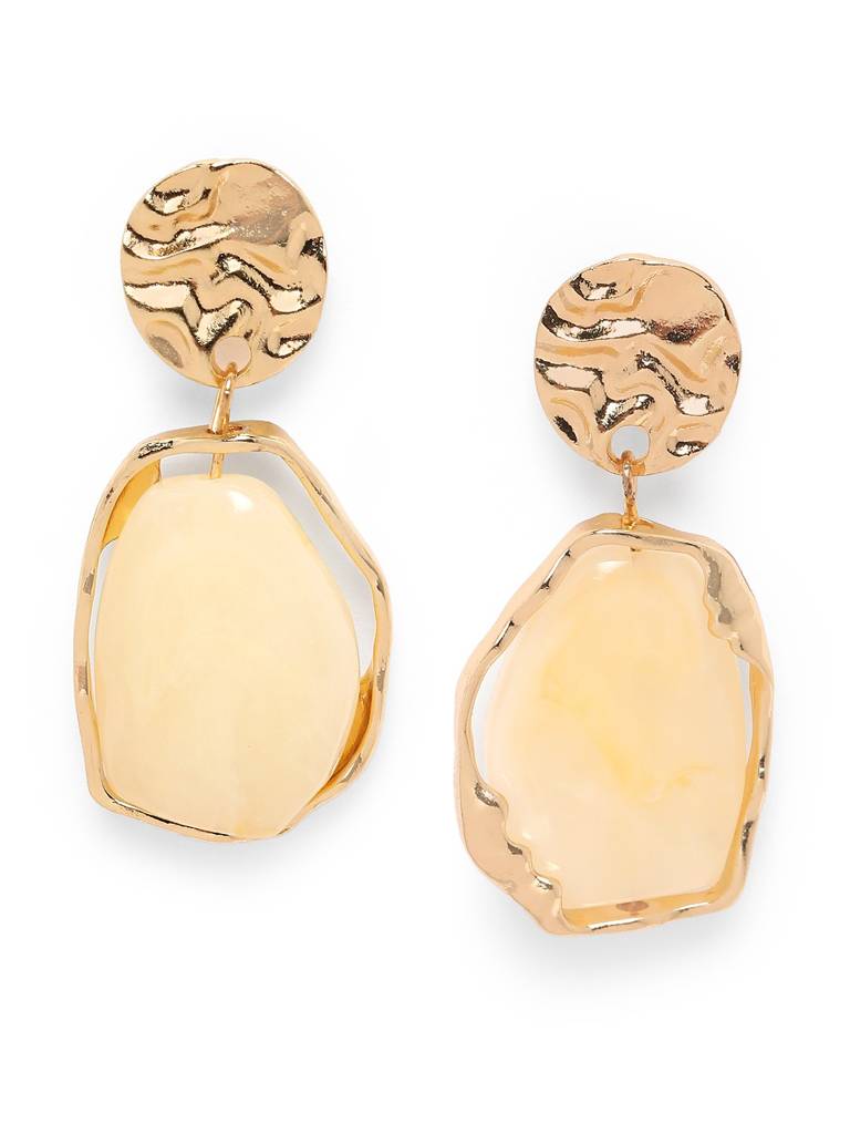 Gold Plated Glass Bead Contemporary Drop Earring : FJE5389